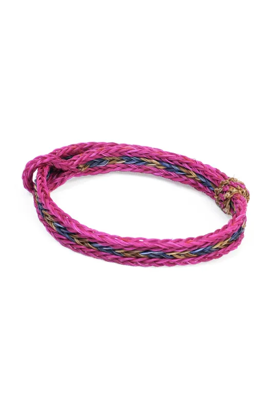 Braided Horsehair Bracelet - #27 LT.INDIGO/TAN/PINK sold by Chamula