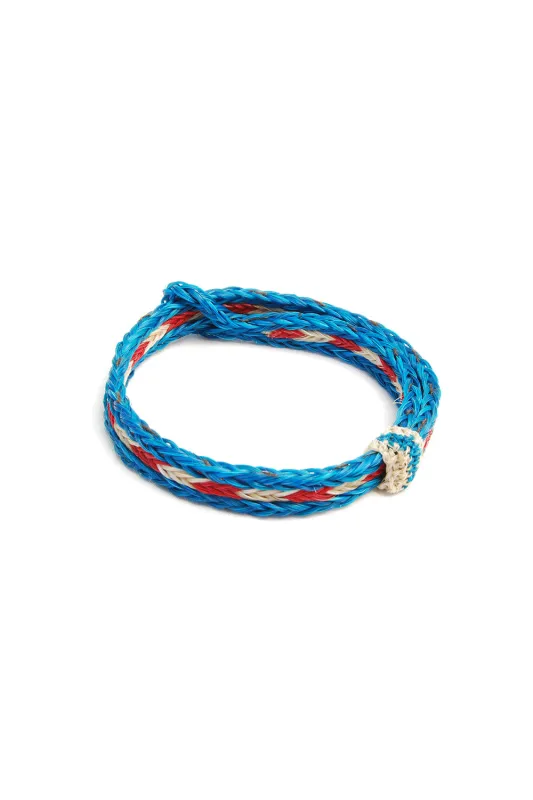 Braided Horsehair Bracelet - #13 RED/WHT/TURQ sold by Chamula