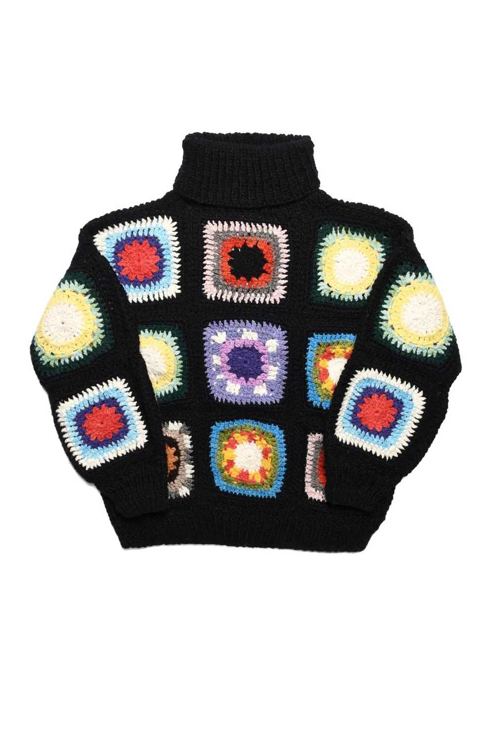 Granny Square Turtleneck Pullover - Black sold by Chamula