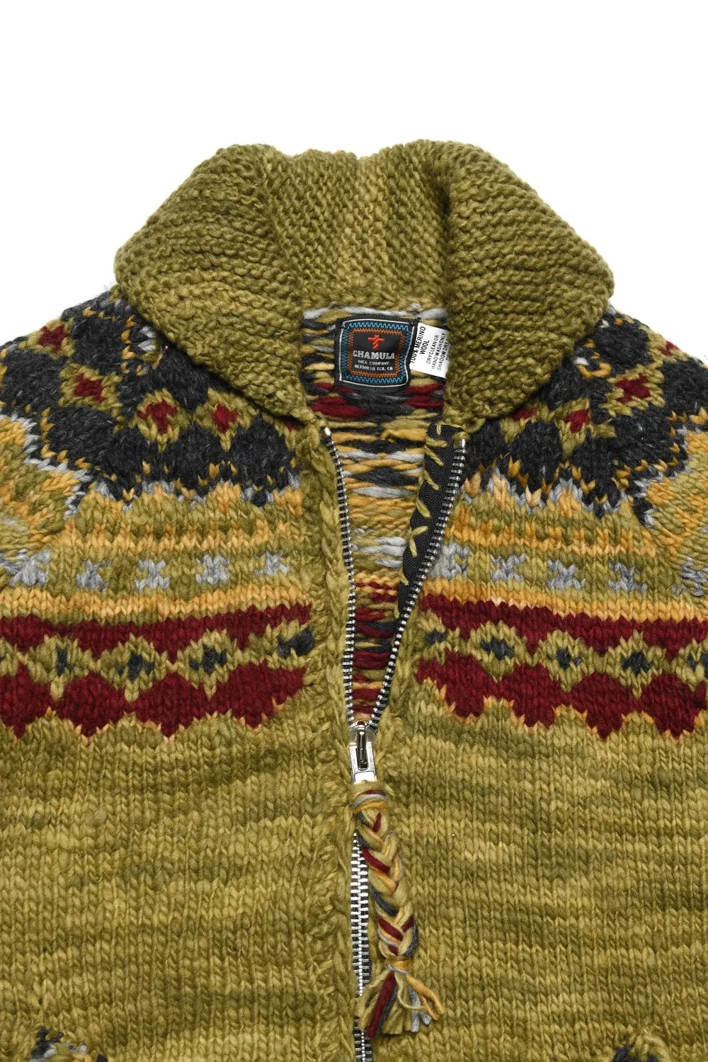 Fair Isle #3 Zipper Cardigan - Dk. Alfalfa sold by Chamula product image thumbnail 2