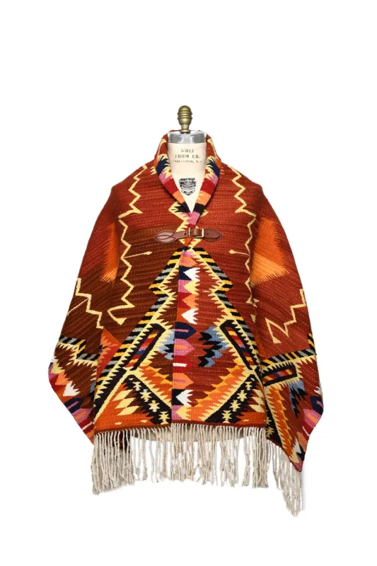 Merino Wool Blanket Poncho, Antique Star  - Royal sold by Chamula