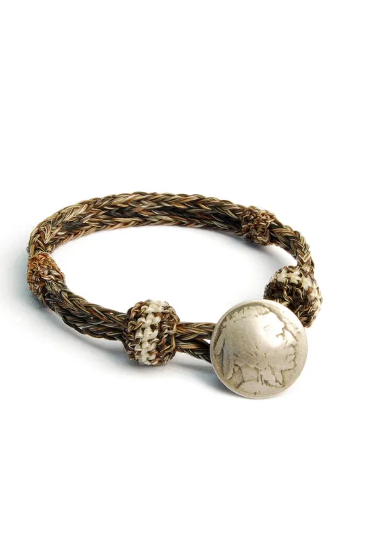 Concho Bracelet - #01 NAT/BLK X NAT made by Chamula