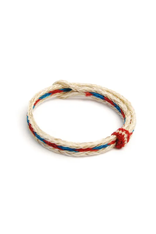 Braided Horsehair Bracelet - #14 RED/TURQ/WHT sold by Chamula