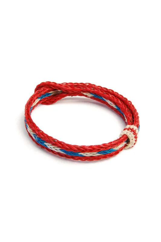 Braided Horsehair Bracelet - #15 TURQ/ WHT/RED sold by Chamula