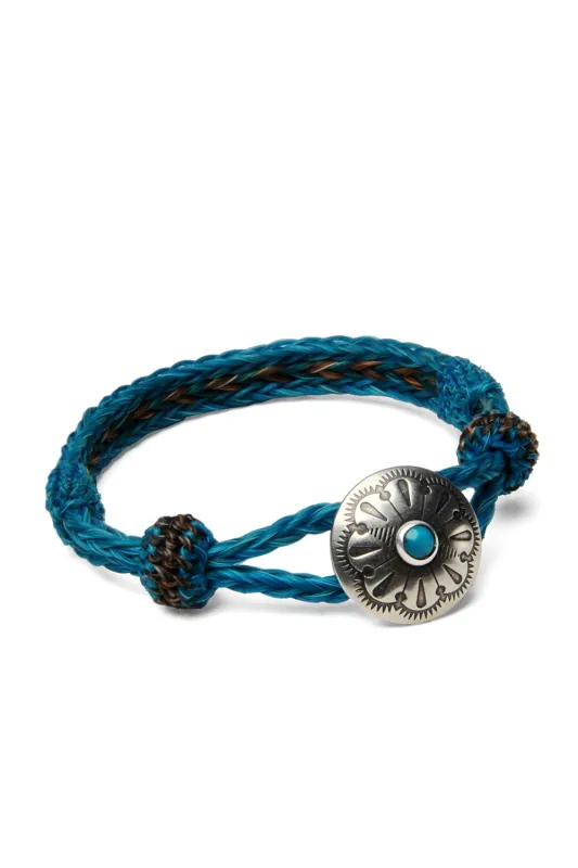 Turquoise Concho Bracelet - #24-07 TURQ/GRN X BWN made by Chamula