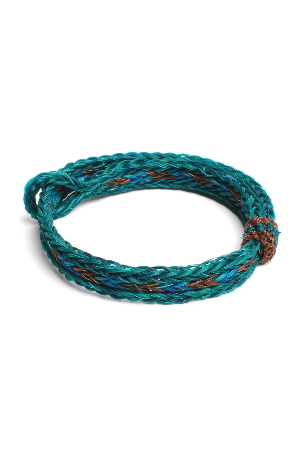 Braided Horsehair Bracelet - #37 LT.BLU/BWN/GRN sold by Chamula
