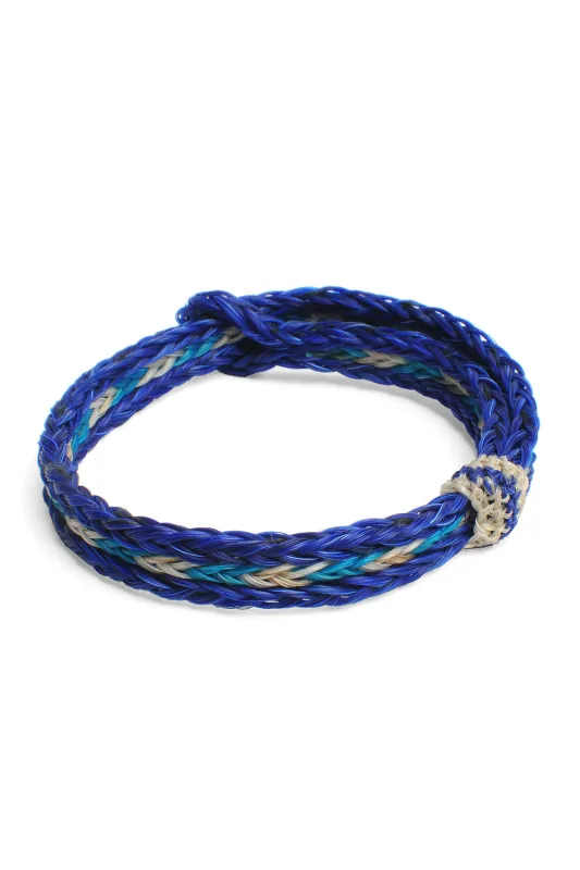 Braided Horsehair Bracelet - #38 TURQ/WHT/BLU sold by Chamula