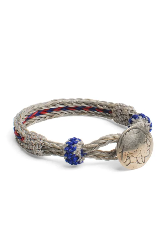 Concho Bracelet - #25 GREY/RED X BLU made by Chamula
