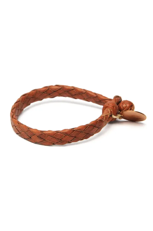 Flat Weaved Leather Bracelet - Tan 2 sold by Chamula