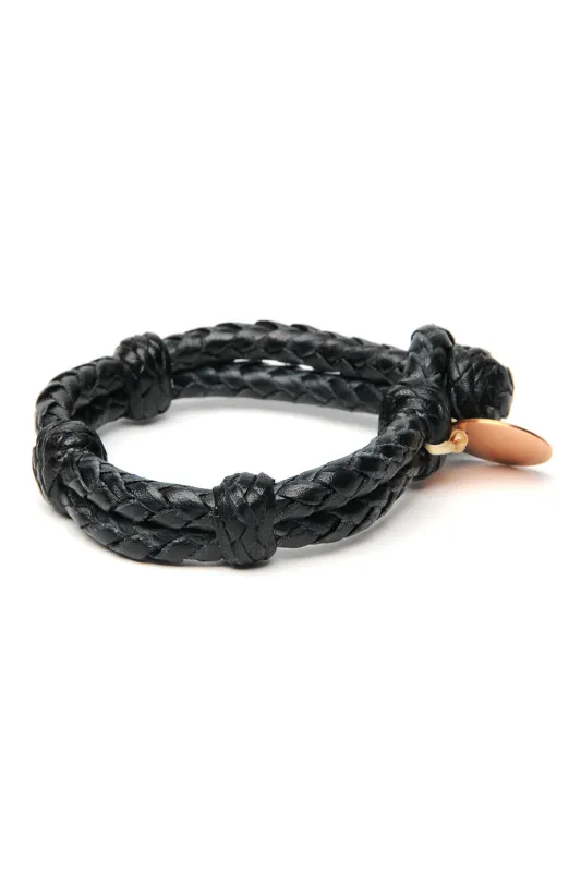 Double Round Leather Bracelet - Black sold by Chamula