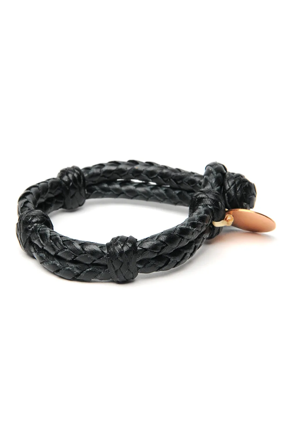 Double Round Leather Bracelet - Black sold by Chamula