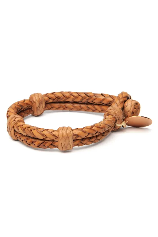 Double Round Leather Bracelet - Tan 1 sold by Chamula