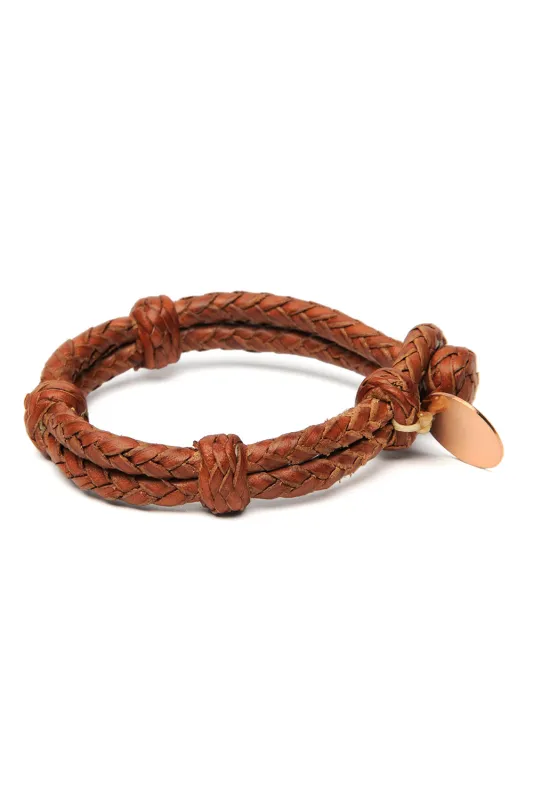 Double Round Leather Bracelet - Tan 2 sold by Chamula