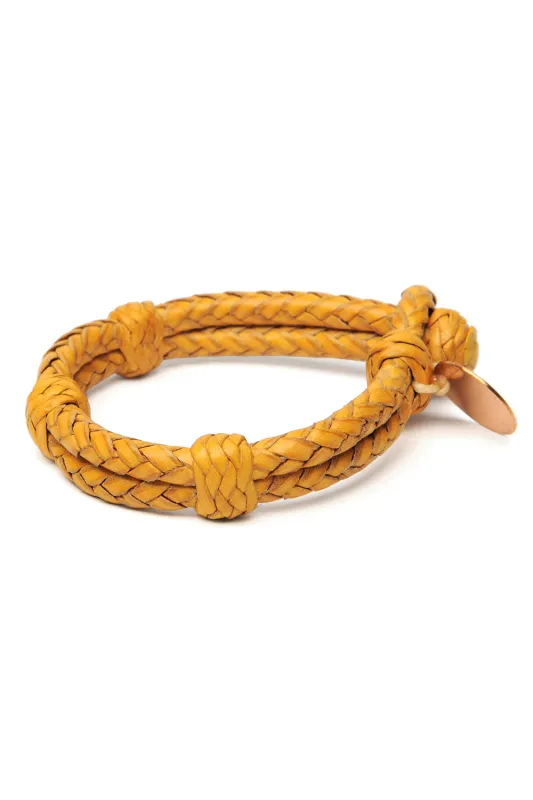 Double Round Leather Bracelet - Yellow 2 sold by Chamula