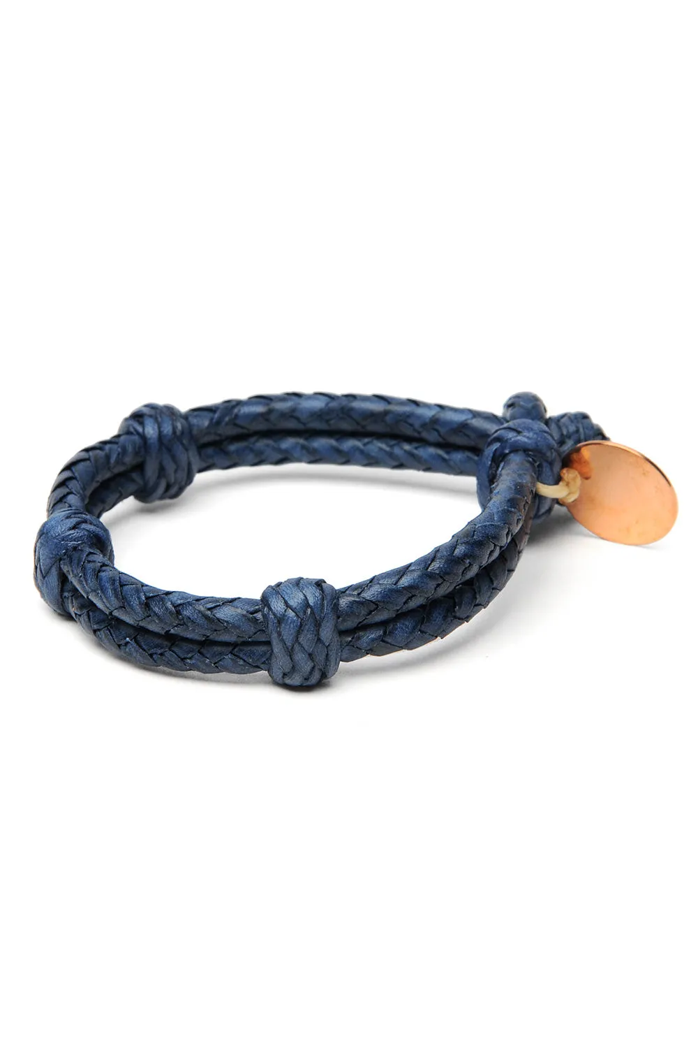 Double Round Leather Bracelet - Blue 1 sold by Chamula