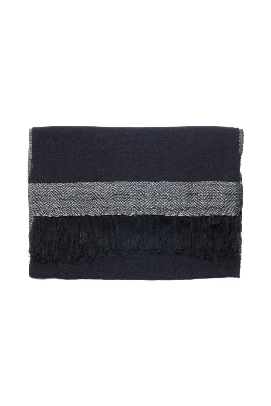 Design H Scarf - Navy x Grey [Wide] sold by Chamula