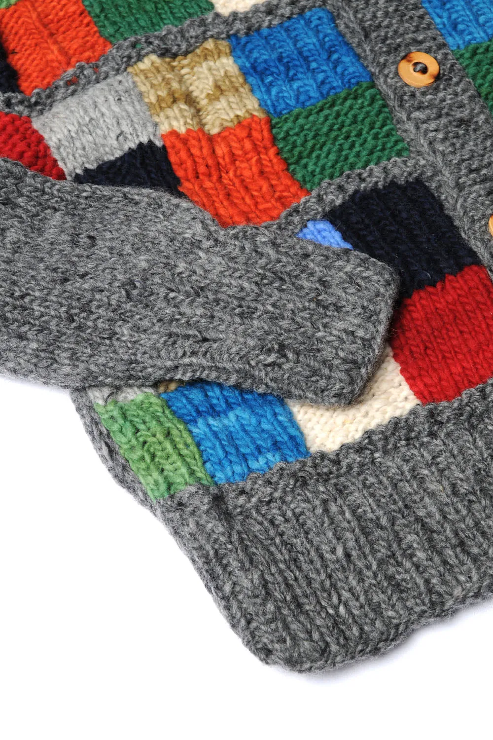 Sampler Squares Button Cardigan - Grey sold by Chamula product image thumbnail 3