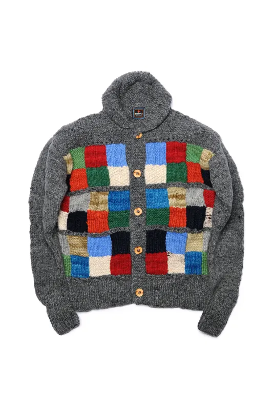 Sampler Squares Button Cardigan - Grey sold by Chamula