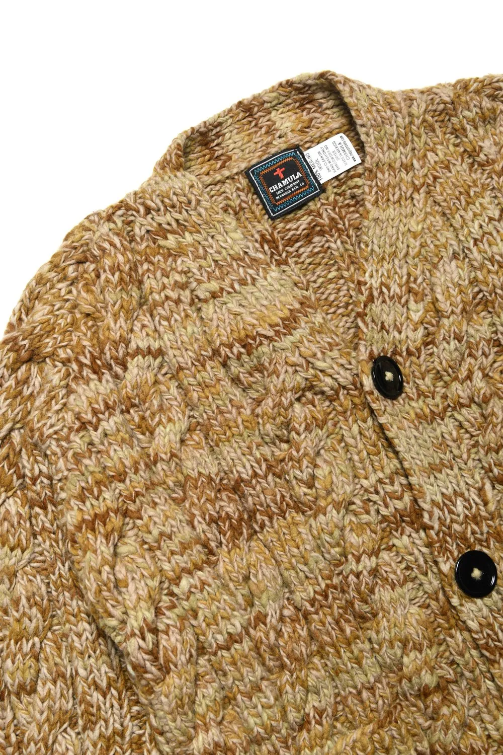 Mix Fisherman V Neck Cardigan - Dk Beige Mix sold by Chamula product image thumbnail 3