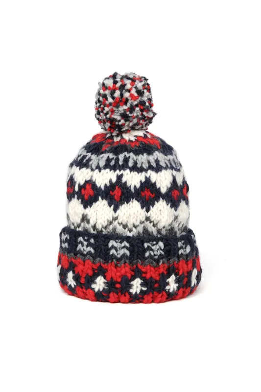 Double Cuff Cap Fair Isle #3 - Dk. Navy sold by Chamula