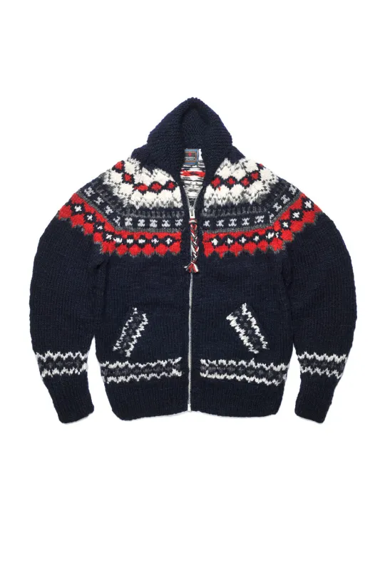 Fair Isle #3 Ireland Zipper Cardigan - Dk. Navy sold by Chamula