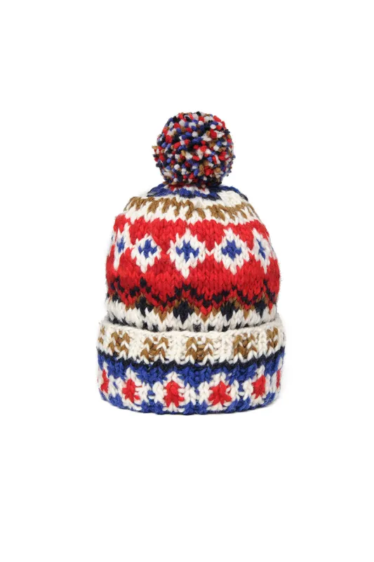 Double Cuff Cap Fair Isle #3 - Ivory #3 made by Chamula