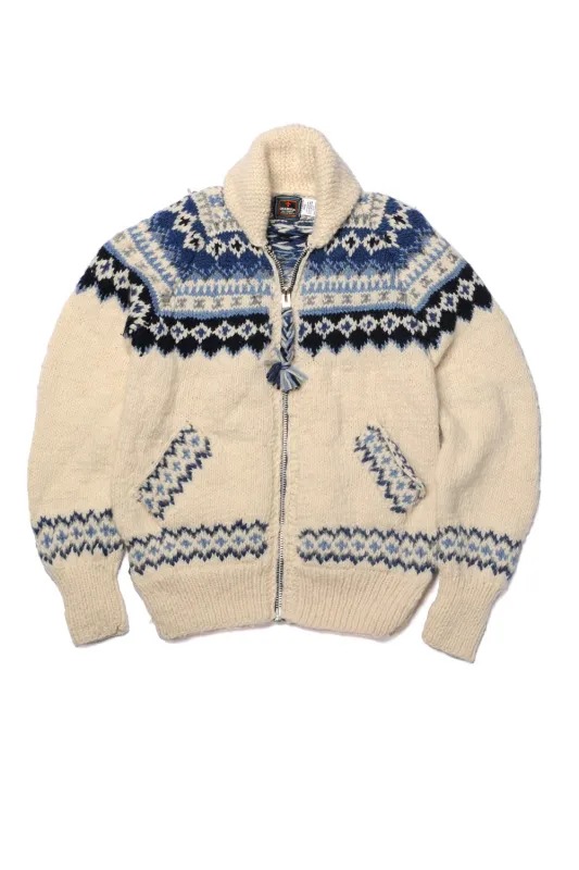 Fair Isle #3 Zipper Cardigan - Ivory sold by Chamula