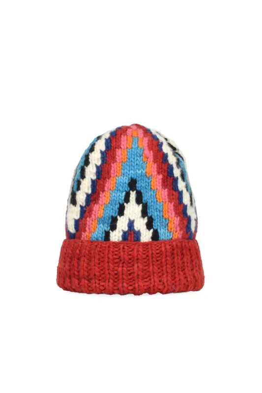 Double Cuff Cap Design C - Red made by Chamula