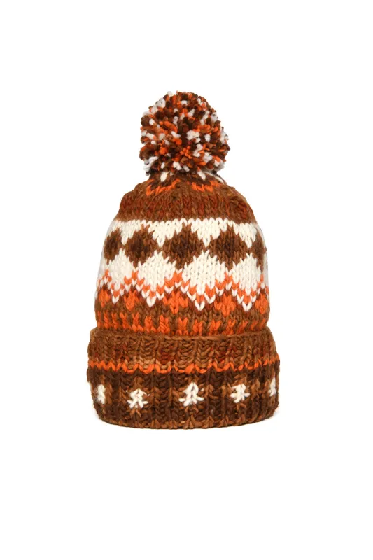 Double Cuff Cap Fair Isle #3 - Med Rust made by Chamula