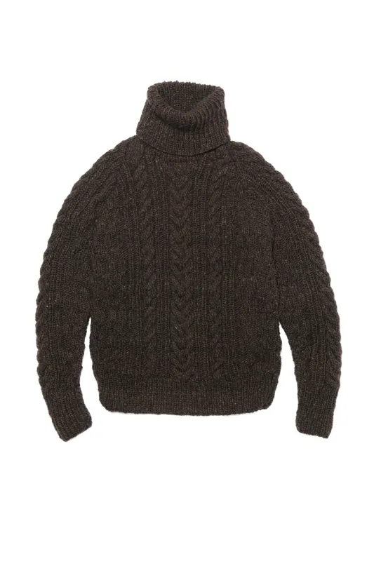 Fisherman Turtleneck Pullover - Chocolate made by Chamula