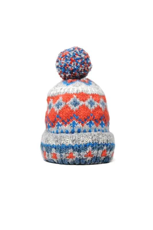 Double Cuff Cap Fair Isle #3 - Pearl Grey #3 made by Chamula