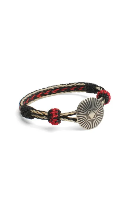 Concho Bracelet - #06-103 WHT X BLK/RED w/ Concho 103 made by Chamula