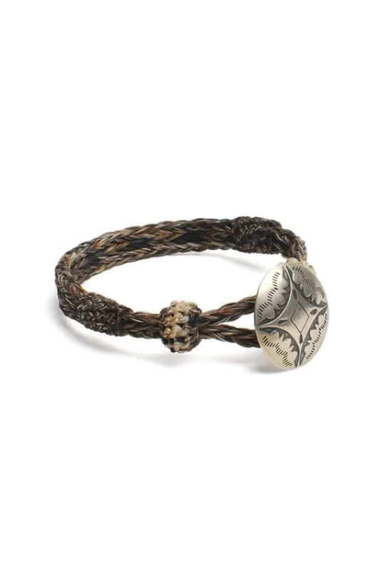 Concho Bracelet - #01-108 NAT/BLK X NAT w/ Concho 108 made by Chamula