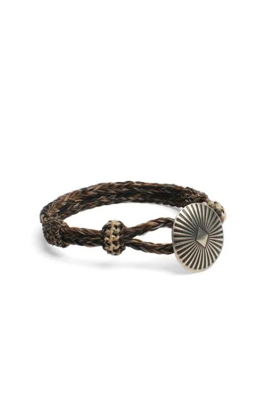 Concho Bracelet - #01-103 NAT/BLK X NAT w/ Concho 103 made by Chamula