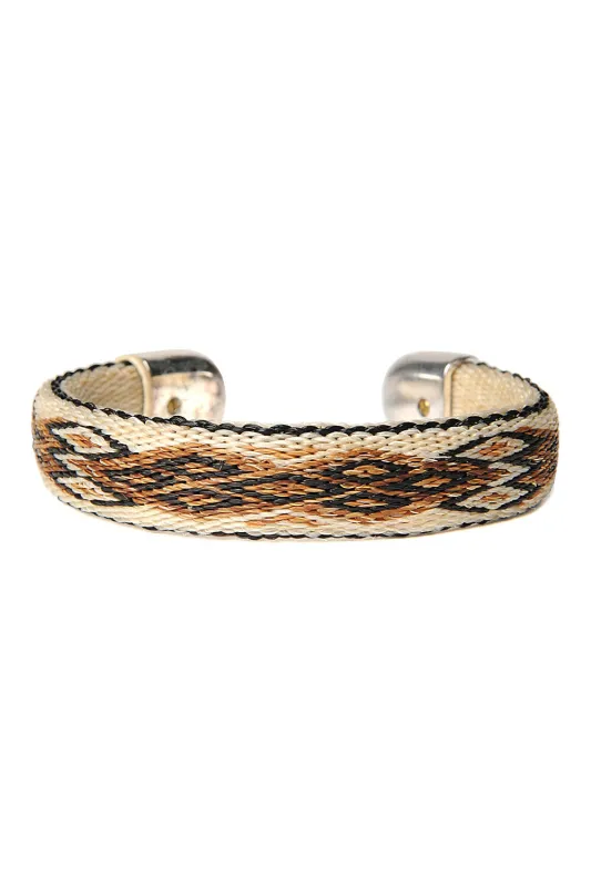 Bendable Horsehair Bracelet - WHT/ BLK X TAN made by Chamula