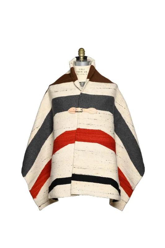 Merino Wool Blanket Poncho, Autumn Wave - Natural Heather Multi made by Chamula