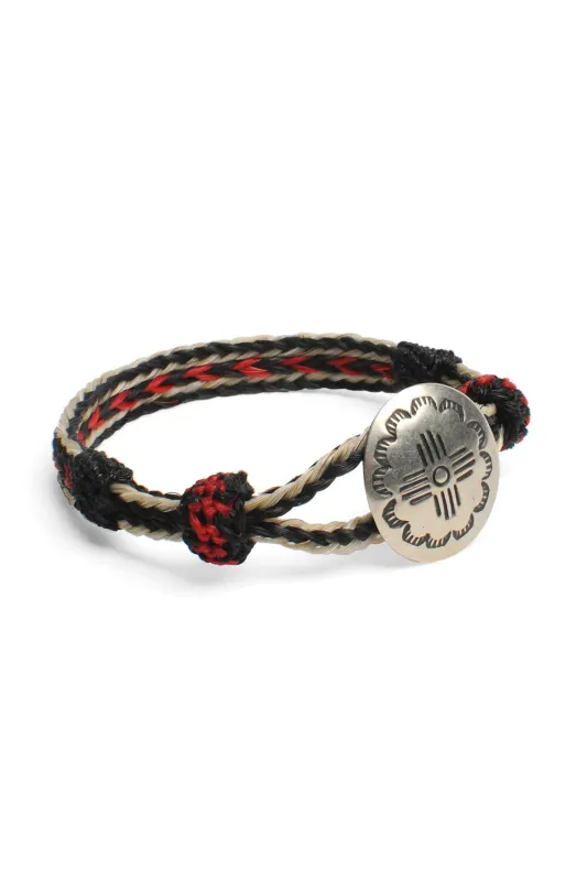 Concho Bracelet - #06-105 WHT X BLK/RED w/ Concho 105 made by Chamula
