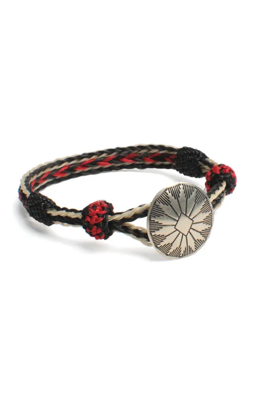 Concho Bracelet - #06-101 WHT X BLK/RED w/ Concho 101 made by Chamula