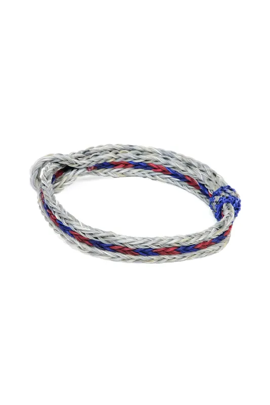 Braided Horsehair Bracelet - #34 RED/BLU/GREY made by Chamula