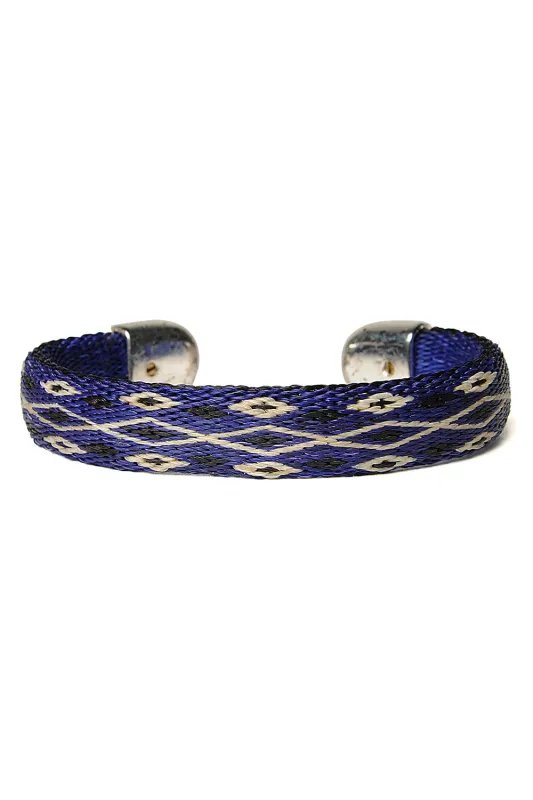 Bendable Horsehair Bracelet - BLU / WHT X BLK made by Chamula