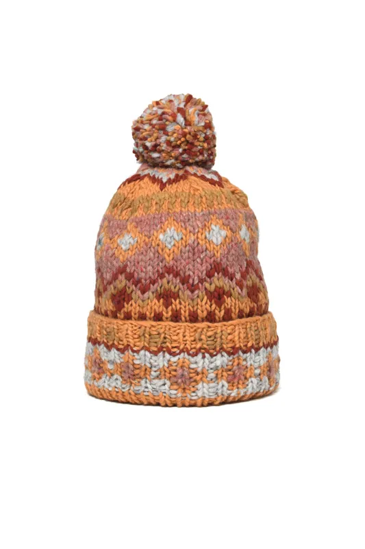 Double Cuff Cap Fair Isle #3 - Old Orange made by Chamula