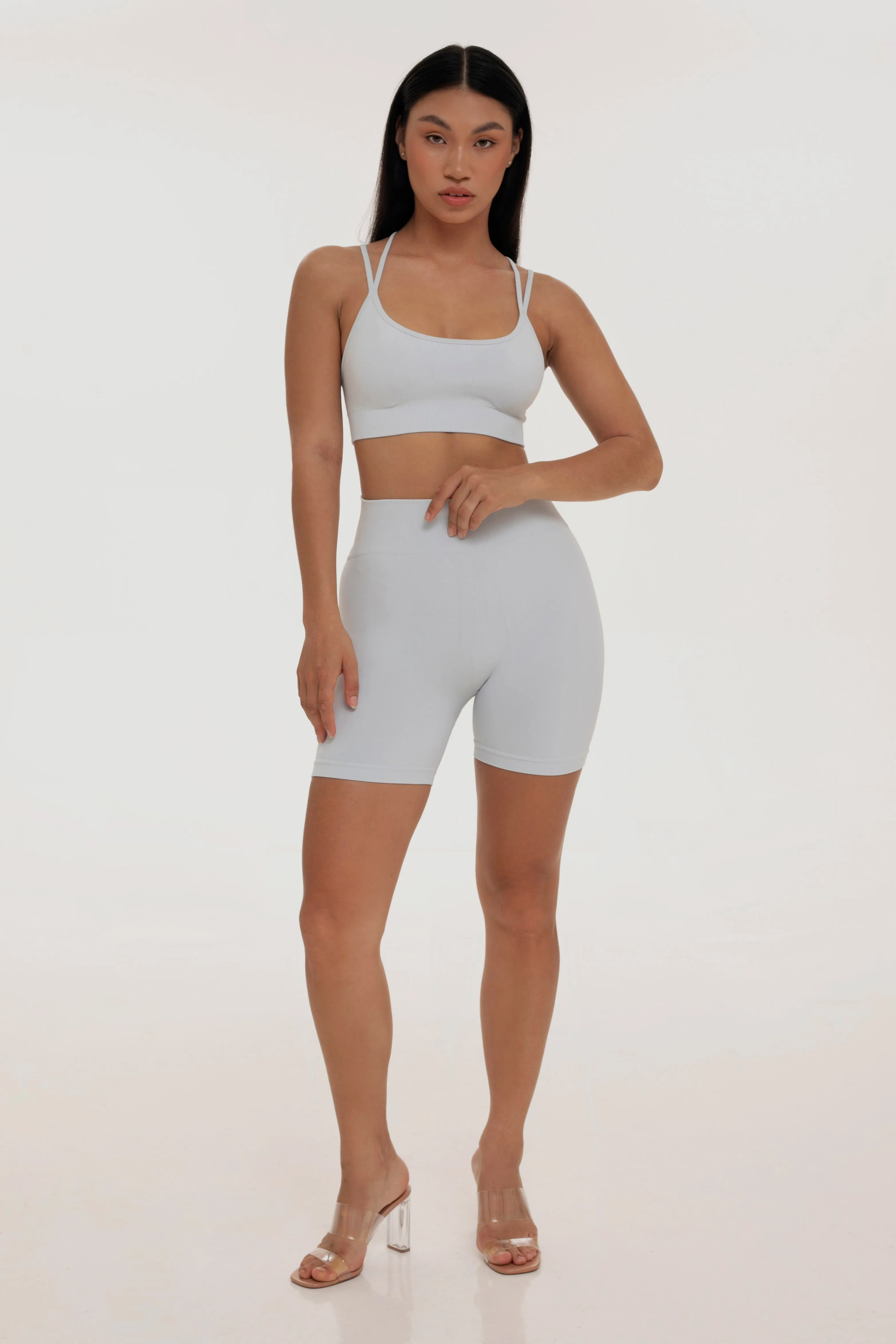 Grayish cross back top sold by Foxy Activewear product image thumbnail 3