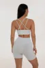 Grayish cross back top sold by Foxy Activewear