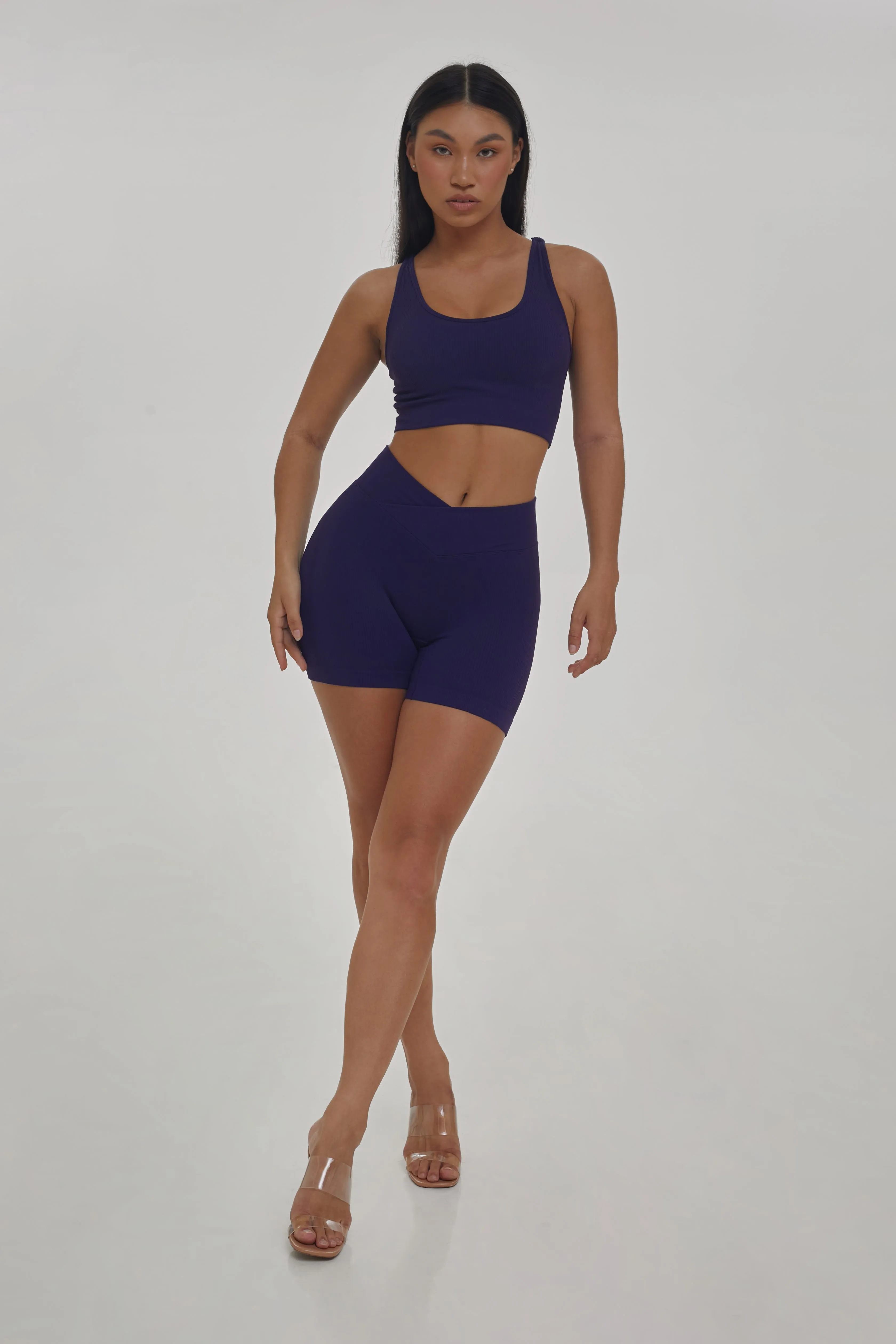 Indigo Cross Waist Shorts sold by Foxy Activewear product image thumbnail 2