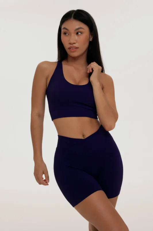 Indigo Cross Waist Shorts sold by Foxy Activewear