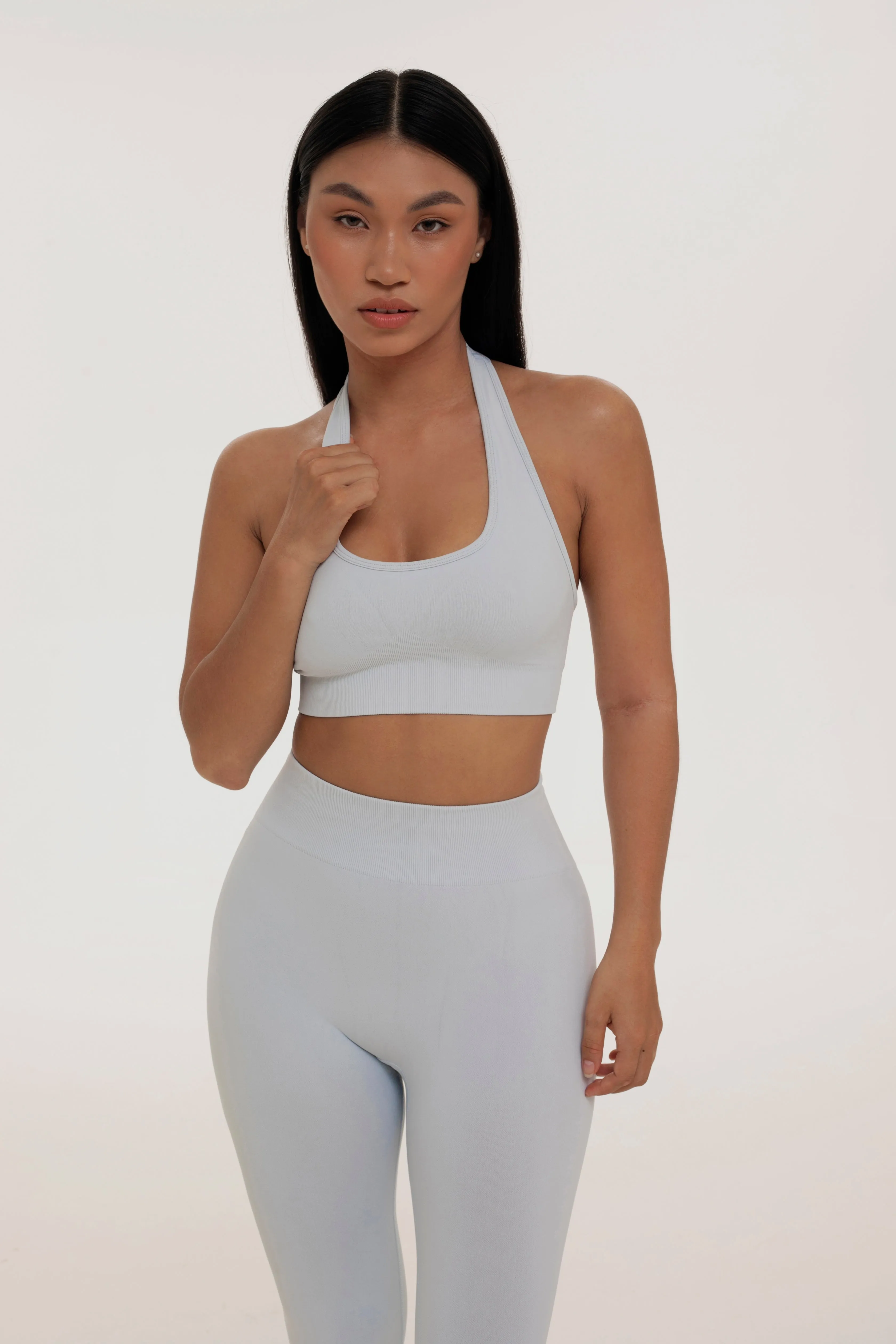 Grayish halter neck top sold by Foxy Activewear
