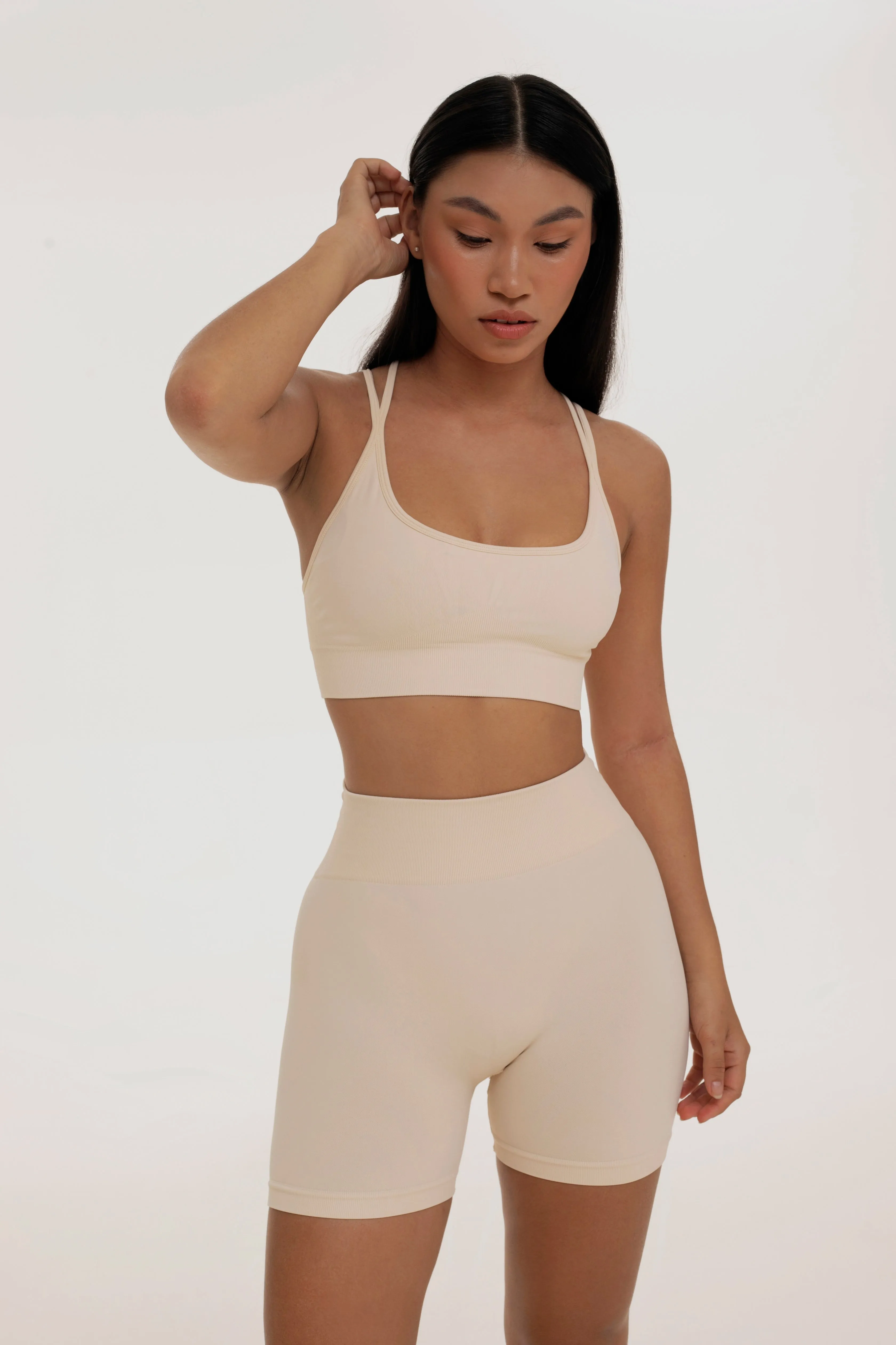 Ivory cross back top sold by Foxy Activewear