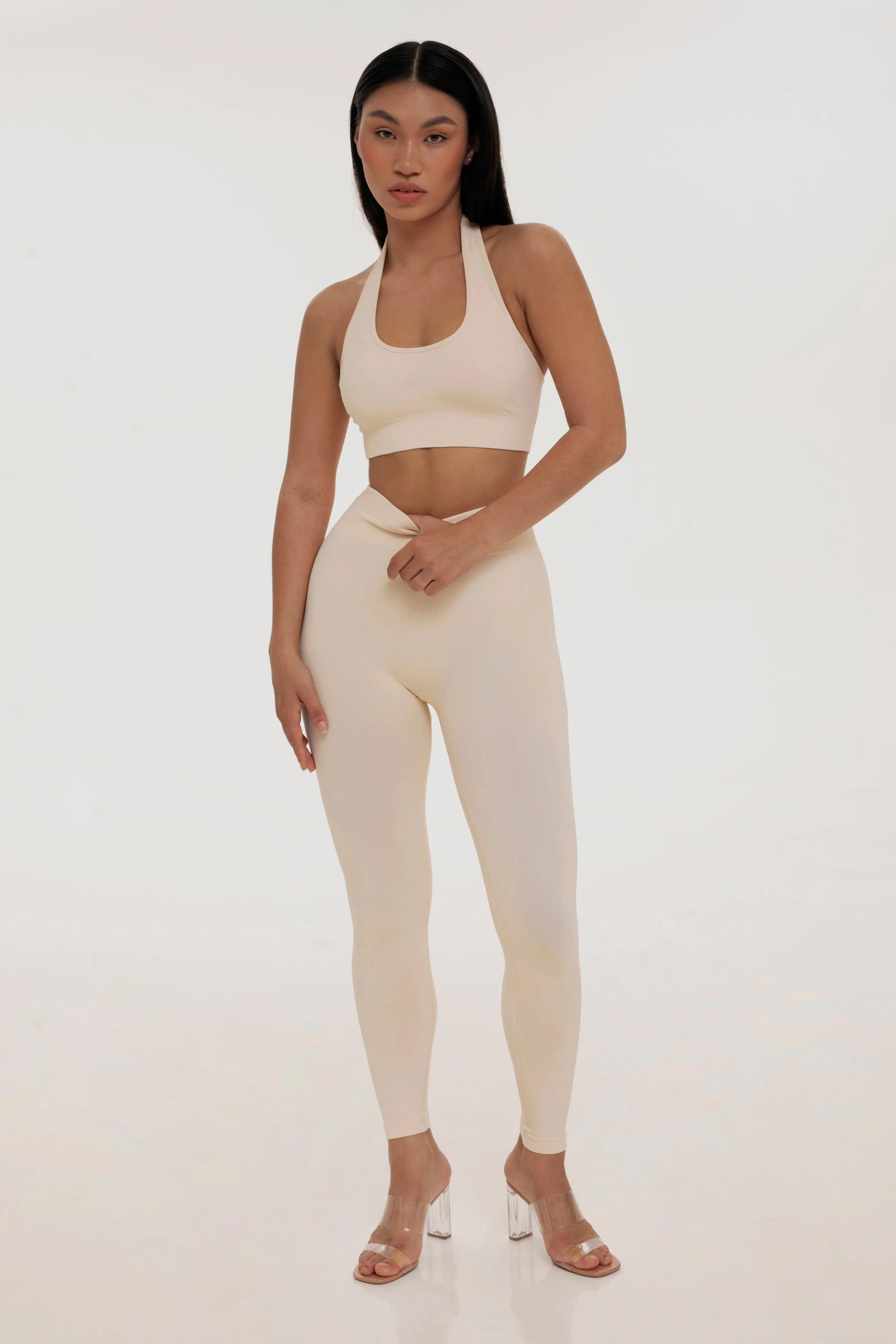 Ivory halter neck top sold by Foxy Activewear product image thumbnail 3
