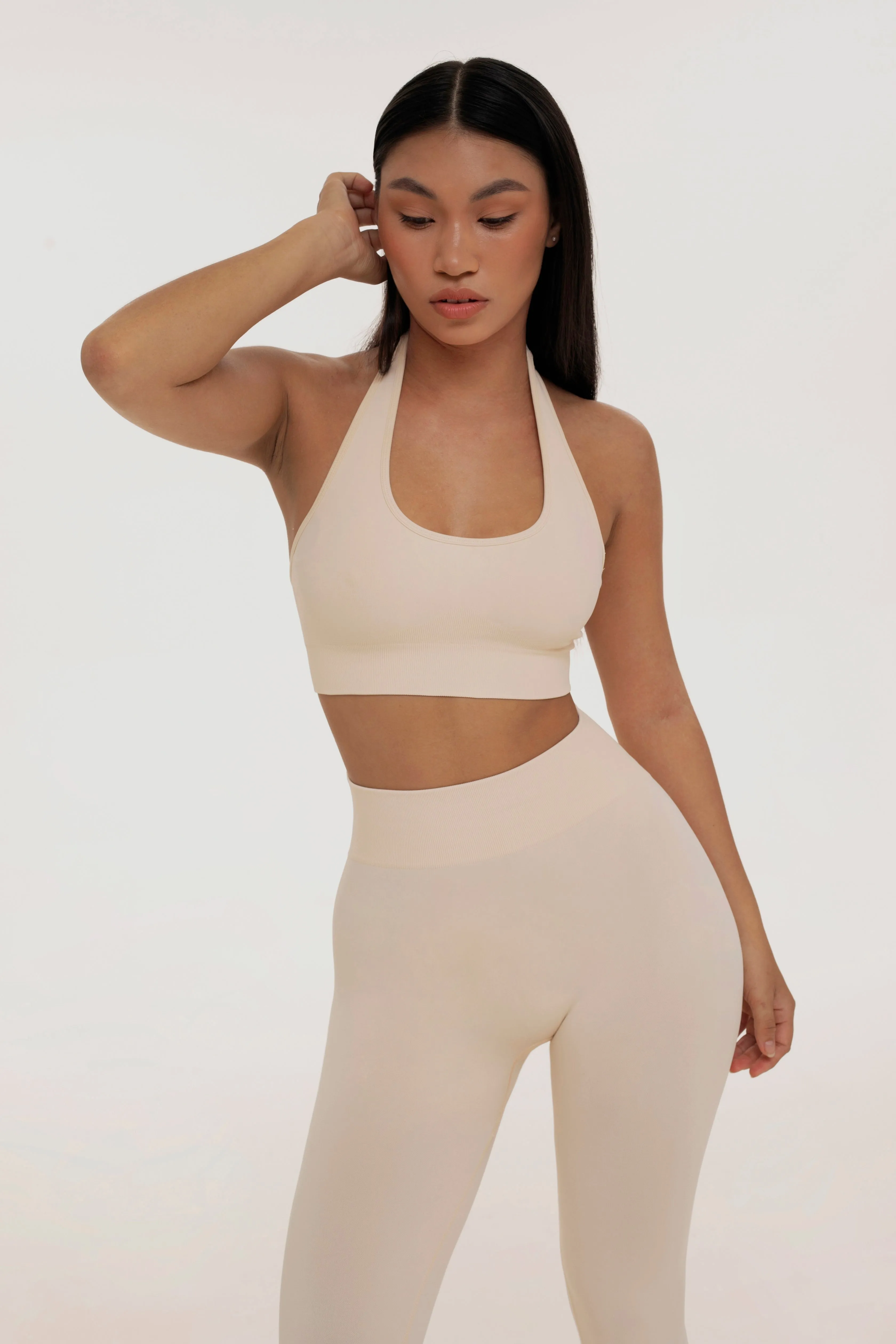 Ivory halter neck top sold by Foxy Activewear