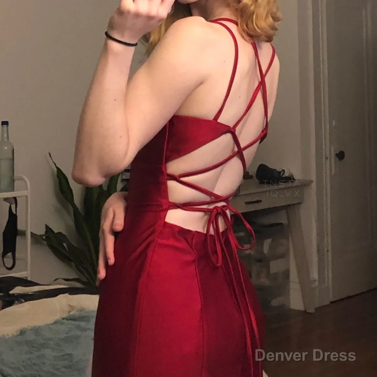 Burgundy mermaid long prom evening dress sold by Denver Dress product image thumbnail 2